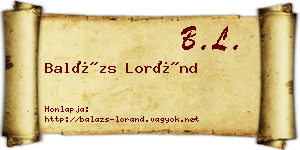 Balázs Loránd névjegykártya
